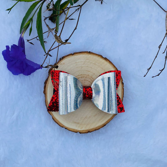 Red and Silver Christmas Bow