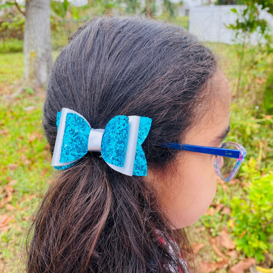 BLUE GLITTER BOW